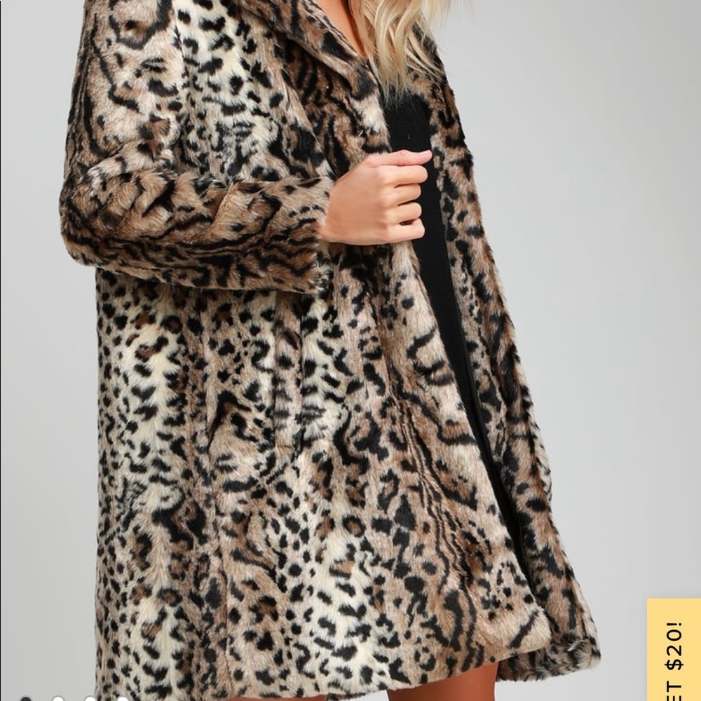 BB Dakota by Steve Madden Faux Fur Leopard Print Pea Coat - Brown/Black/Cream